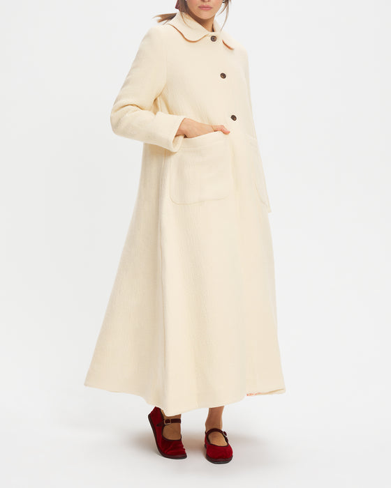 Dolly Coat in Cream Textured Wool