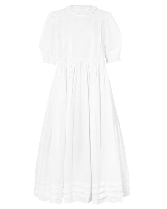 Deborah Dress in White Seersucker