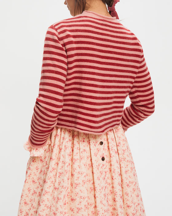 Edgar Sweater in Red & Pink Stripe Cashmere
