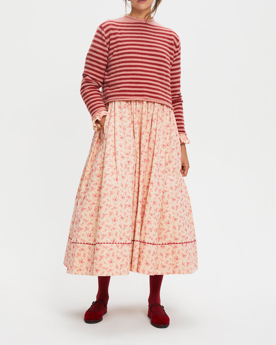 Edgar Sweater in Red & Pink Stripe Cashmere