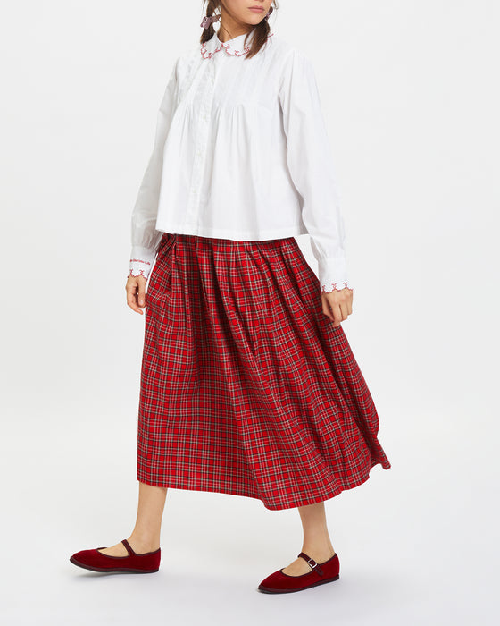 Piper Skirt in Red Tartan Flannel