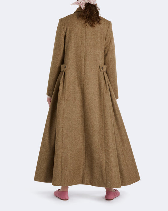 Emmy Coat in Brown Herringbone Wool