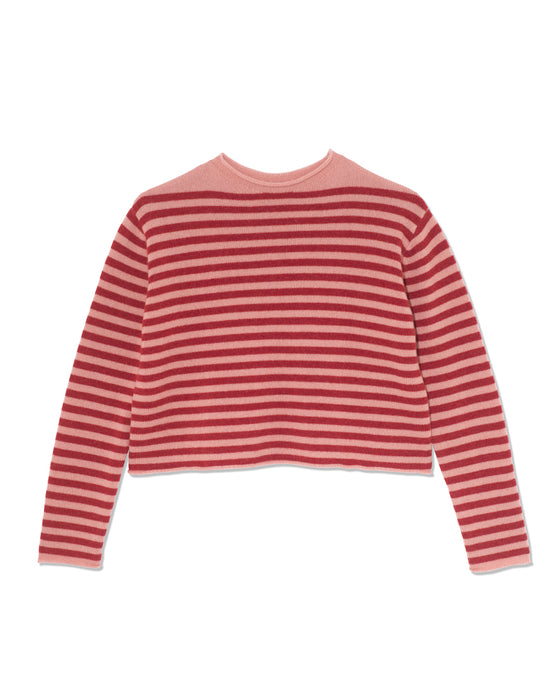 Edgar Sweater in Red & Pink Stripe Cashmere