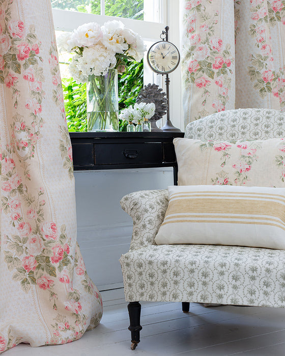 Faded Stripe Yellow on White Linen