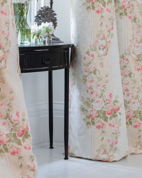 Ella Rose Ivory on White Linen