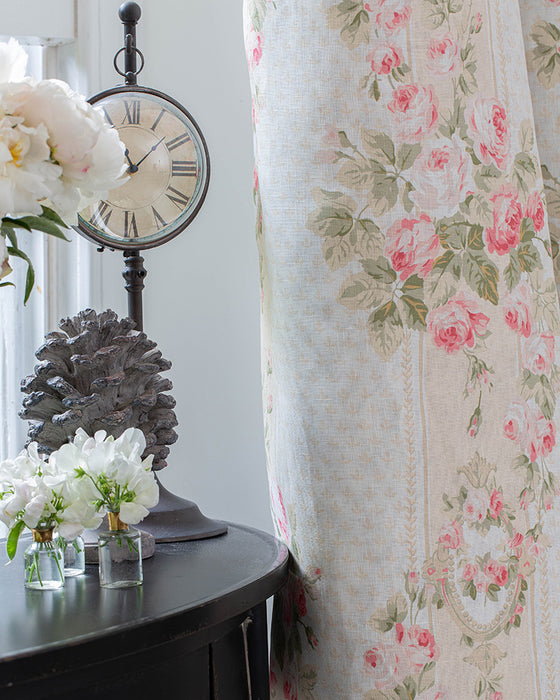 Ella Rose Ivory on White Linen