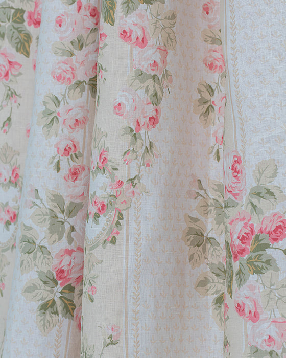 Ella Rose Ivory on White Linen