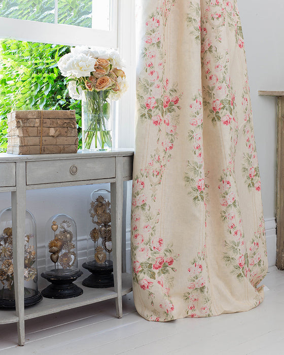 Ella Rose Yellow on White Linen