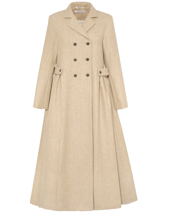 Emmy Coat in Cream Herringbone wool