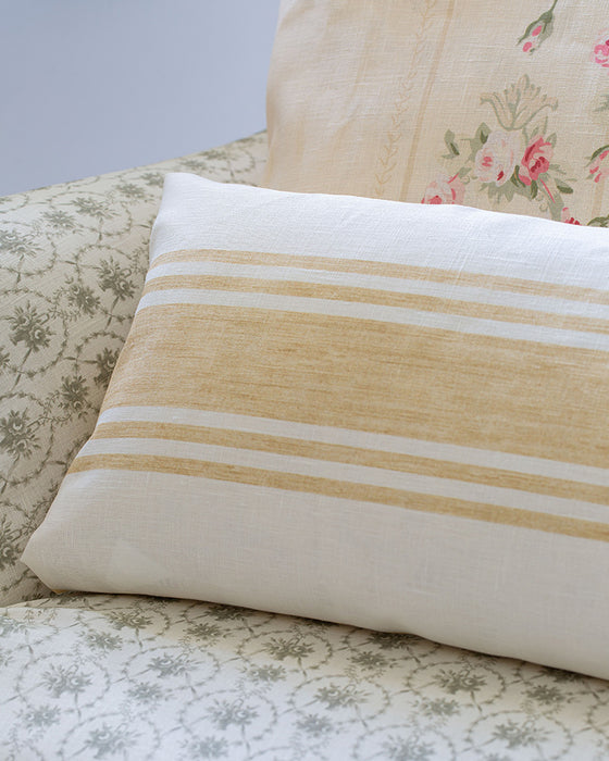 Faded Stripe Yellow on White Linen