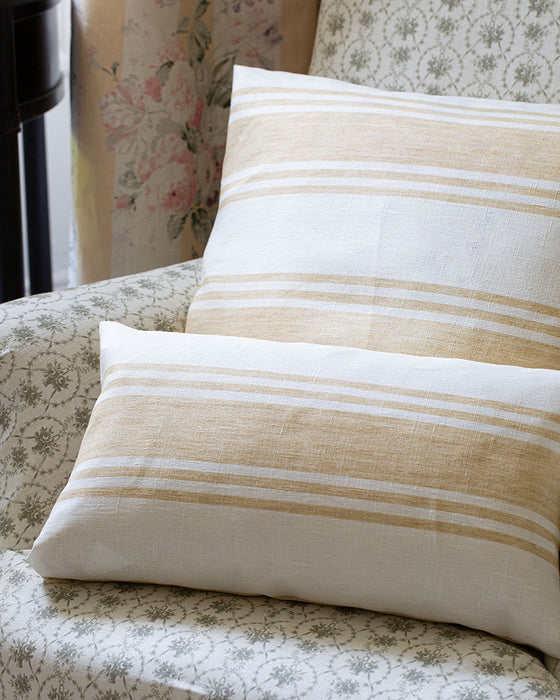 Faded Stripe Yellow on White Linen