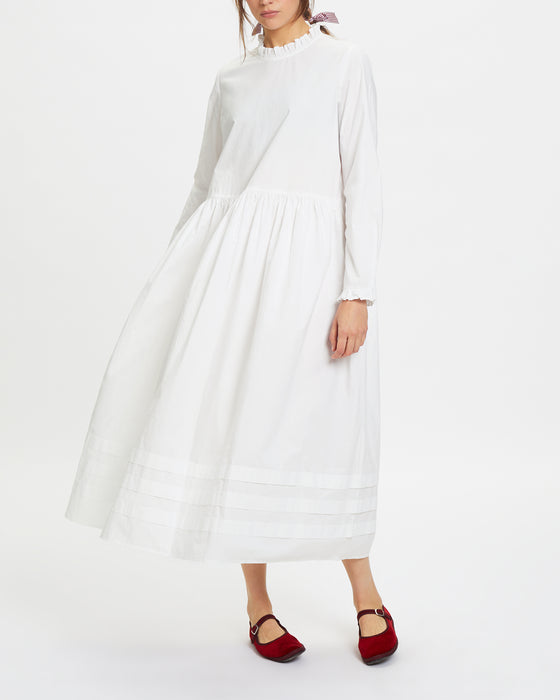 Indie Dress in White Organic Poplin