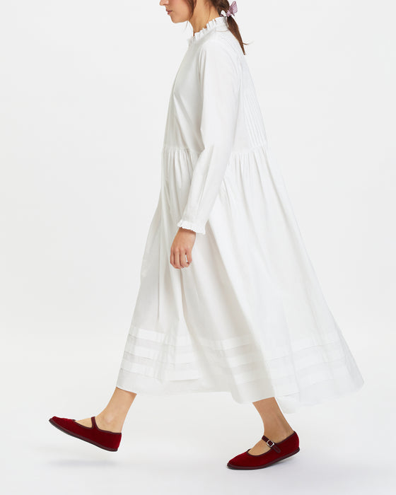 Indie Dress in White Organic Poplin