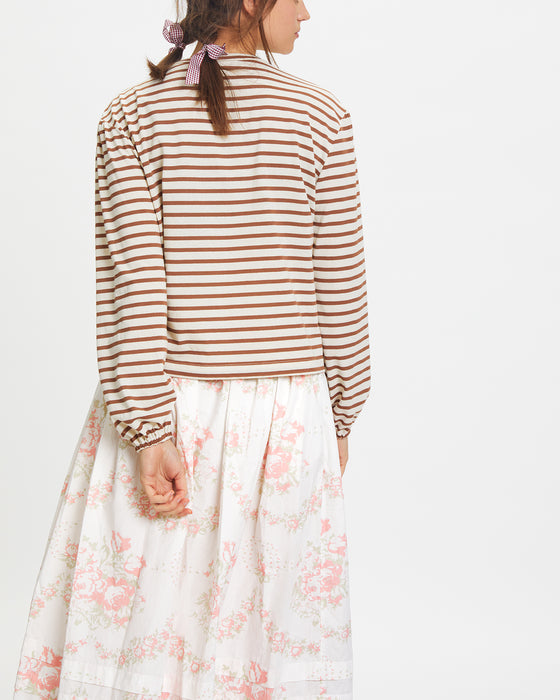Boxy Slouch Top in Brown Stripe Organic Cotton