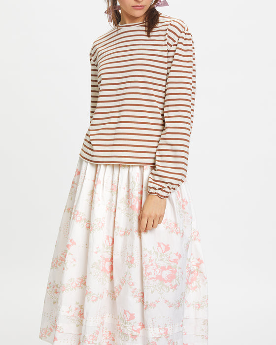 Boxy Slouch Top in Brown Stripe Organic Cotton