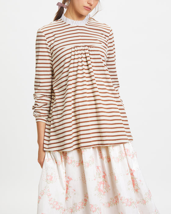 Erica Top in Brown Stripe Organic Cotton