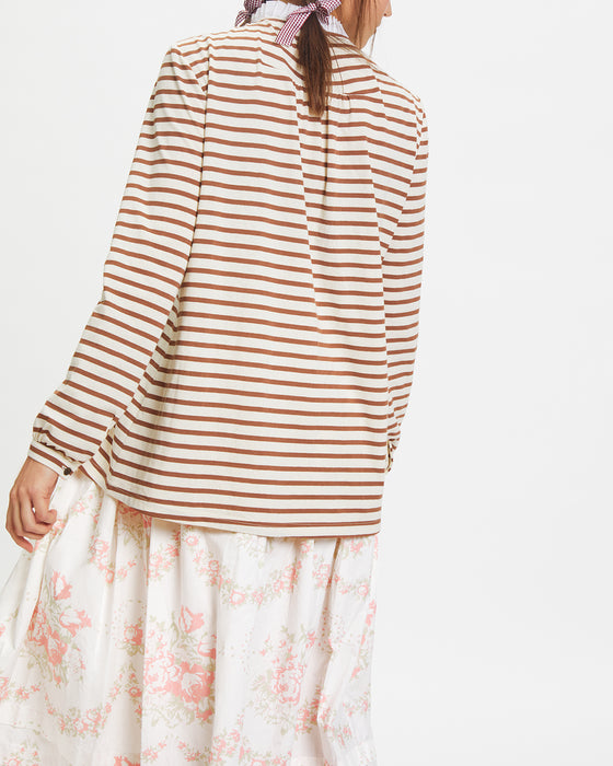 Erica Top in Brown Stripe Organic Cotton