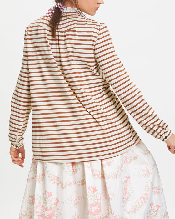 Erica Top in Brown Stripe Organic Cotton