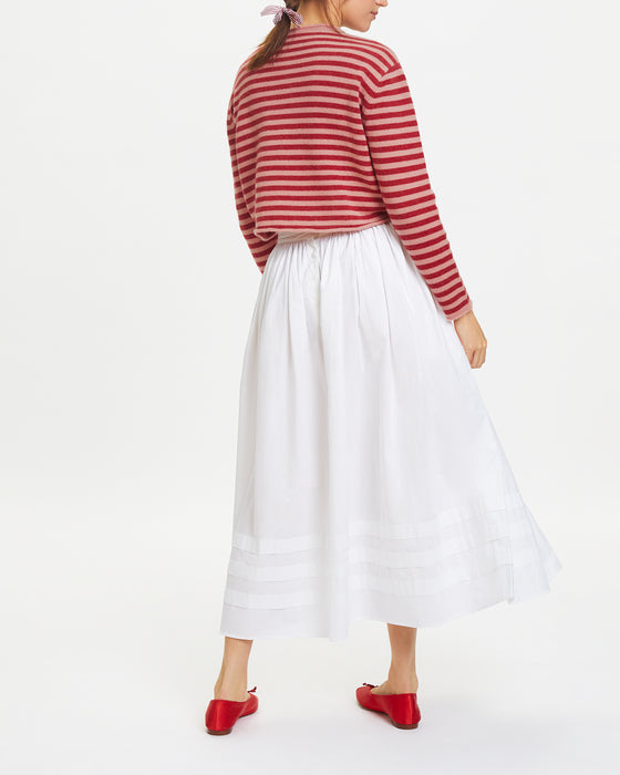 Edgar Sweater in Red & Pink Stripe Cashmere