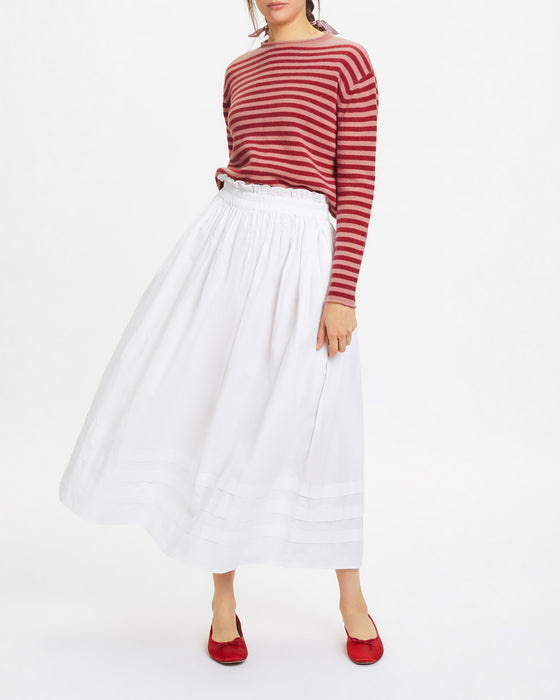Edgar Sweater in Red & Pink Stripe Cashmere