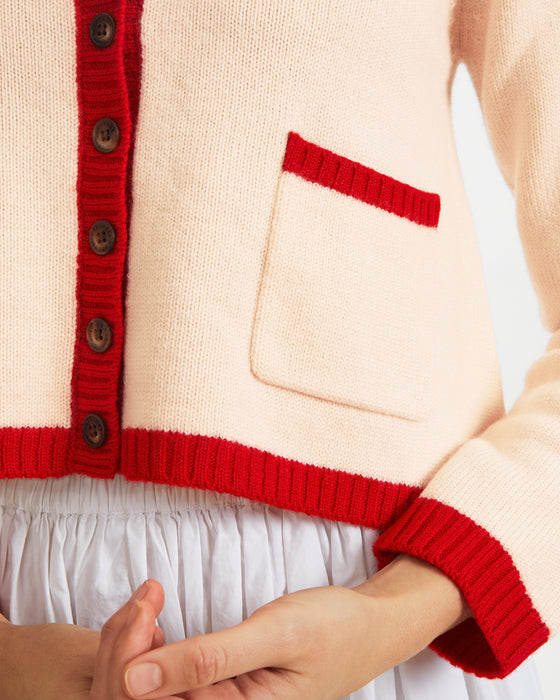 School Cardigan in Pale Pink Wool