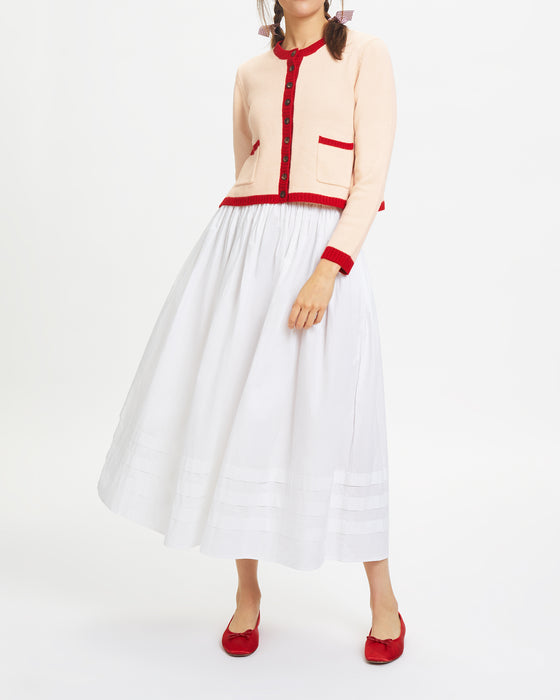 School Cardigan in Pale Pink Wool