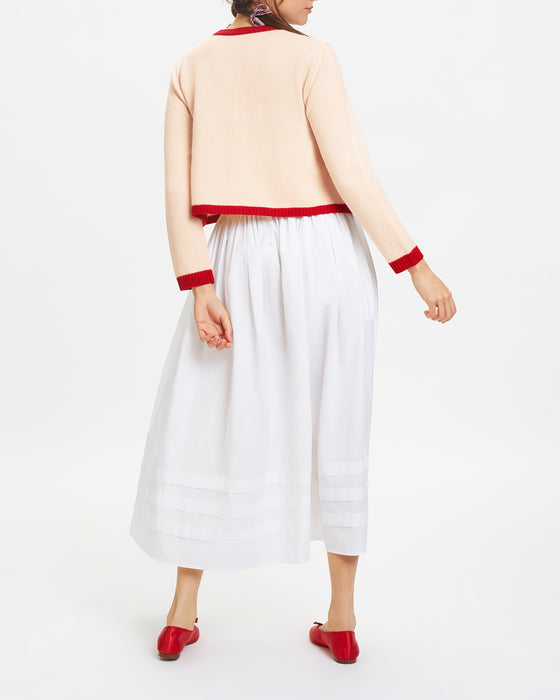 School Cardigan in Pale Pink Wool