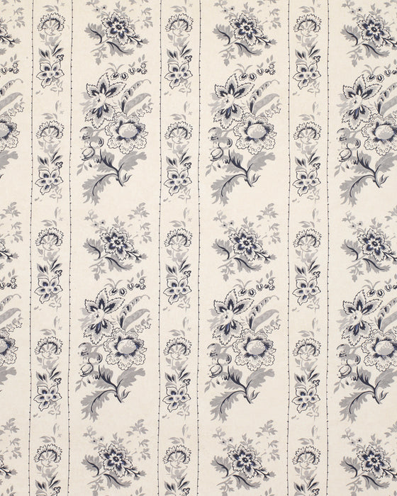 India Rose Navy on Natural Wallpaper