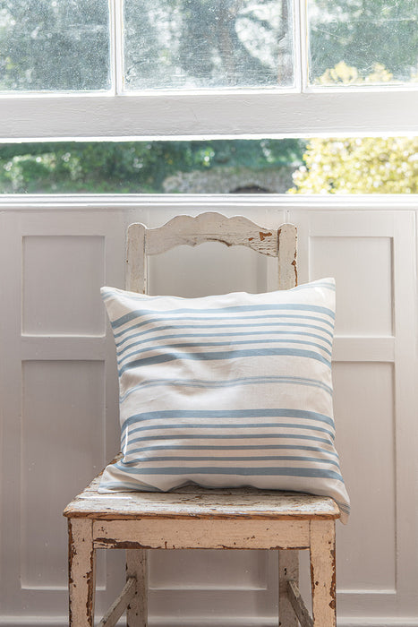 Jolly Stripe Blue on White Linen