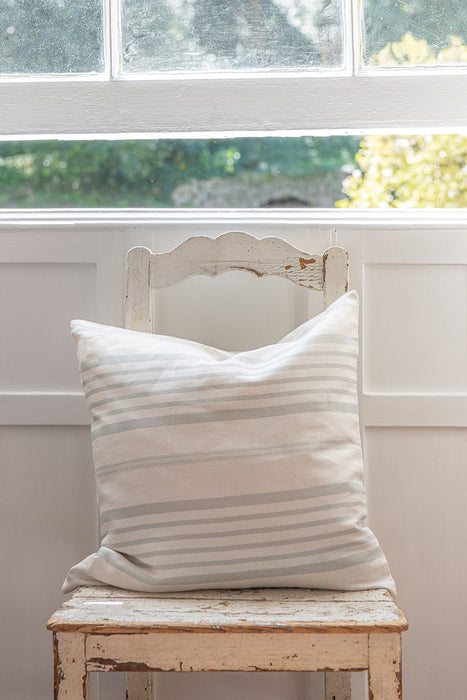 Jolly Stripe Dove on White Linen