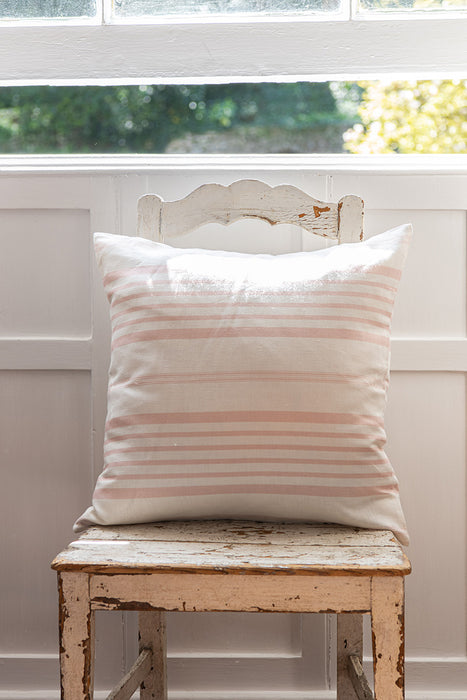 Jolly Stripe Rose on White Linen