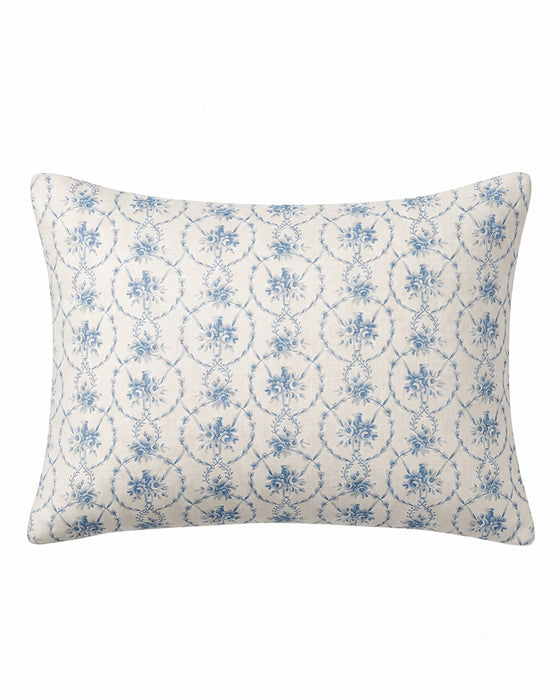 Cushion in Julia Blue on White Linen
