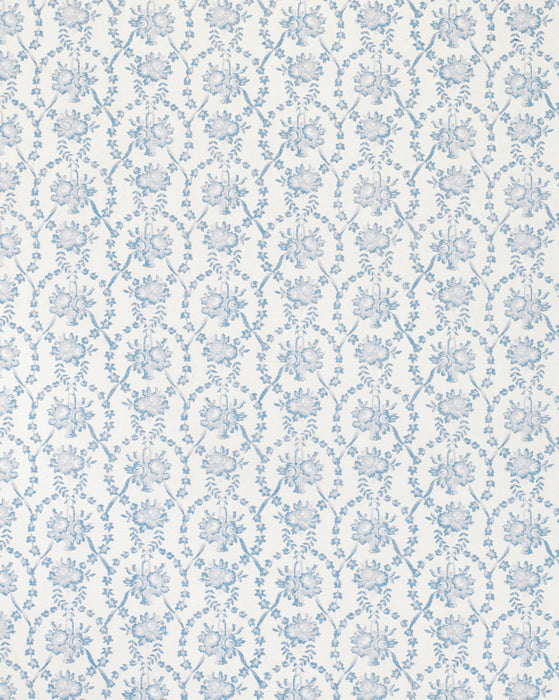 Julia Blue on White Wallpaper