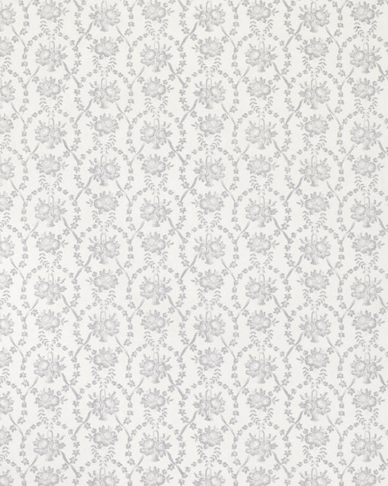 Julia French Blue on White Wallpaper