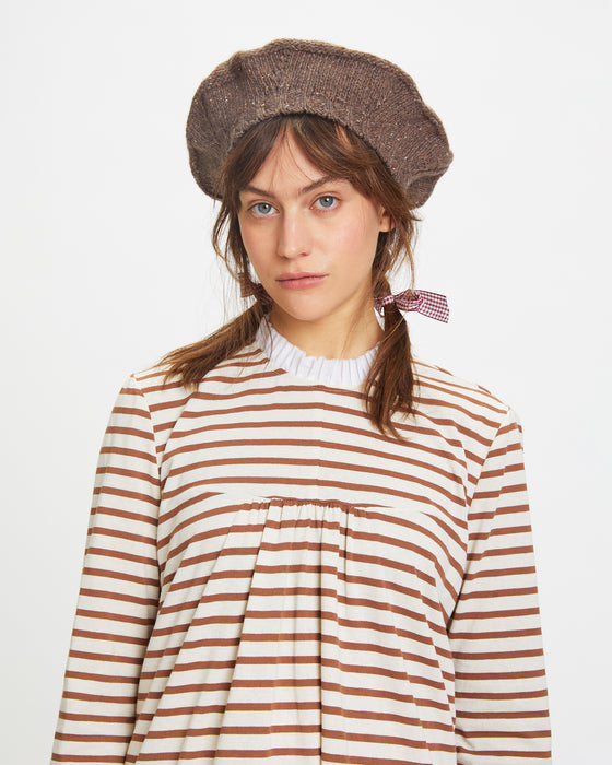 Lucinda Beret in Dark Brown Wool