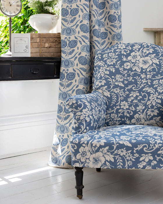 Martha Navy on Natural Linen