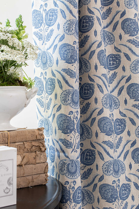Martha Navy on Natural Linen