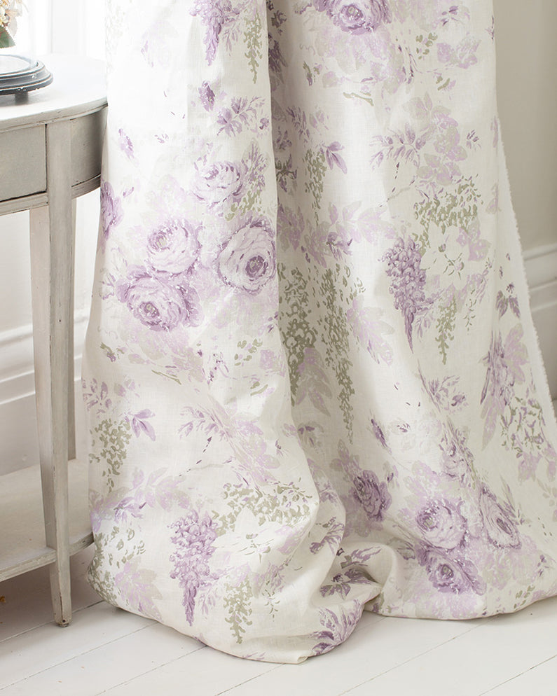 Mary Lilac on White Linen | Cabbages & Roses– cabbagesandroses