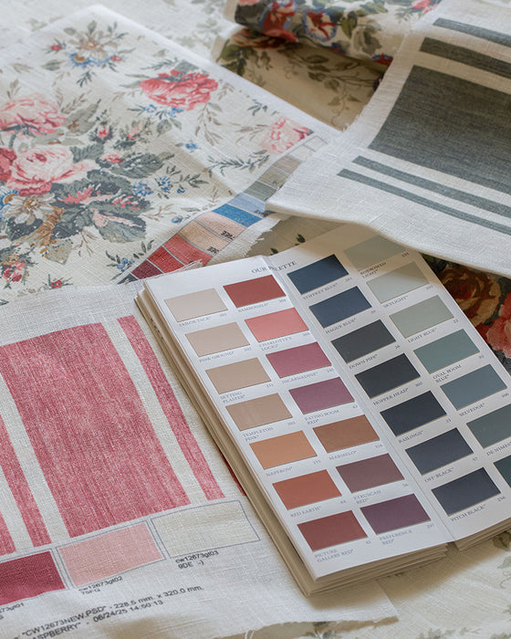 Faded Stripe Pink on White Linen