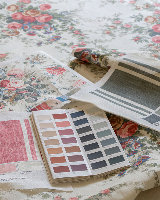 Faded Stripe Teal on White Linen