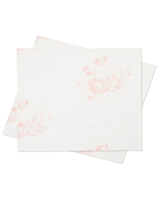 Napkin Pair in Hatley Pink on White Linen