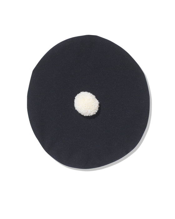 Pom Pom Beret in Navy British Lambswool