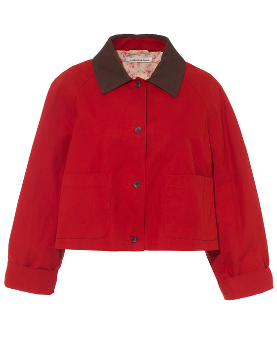 New Boxy Jacket in Red Waxed Cotton