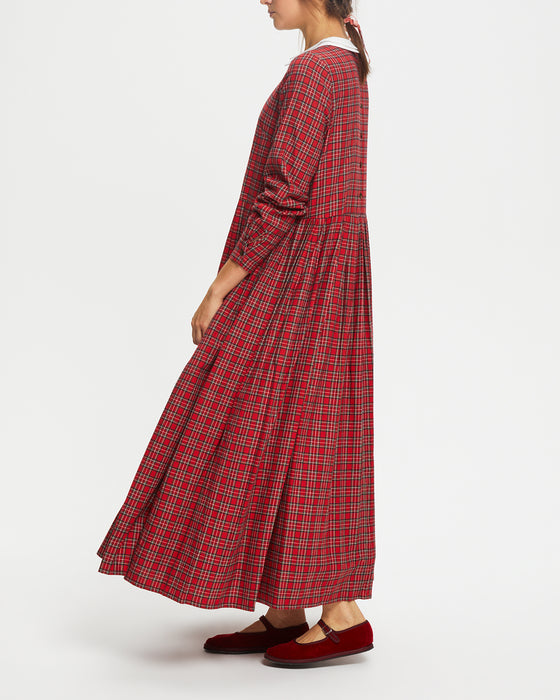 Brigitte Dress in Red Tartan Flannel