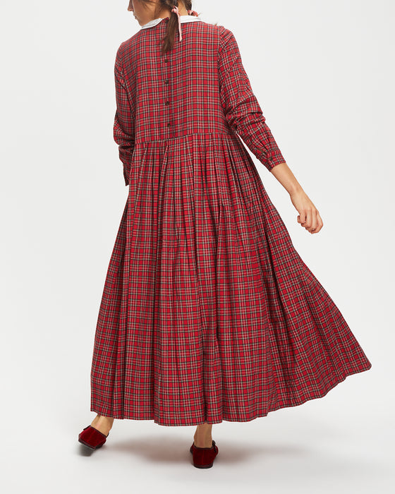 Brigitte Dress in Red Tartan Flannel