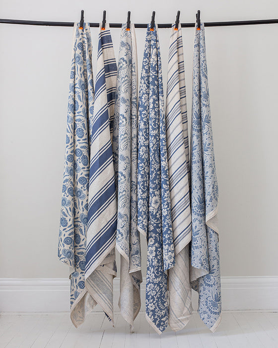 Rosemary Navy on Natural Linen