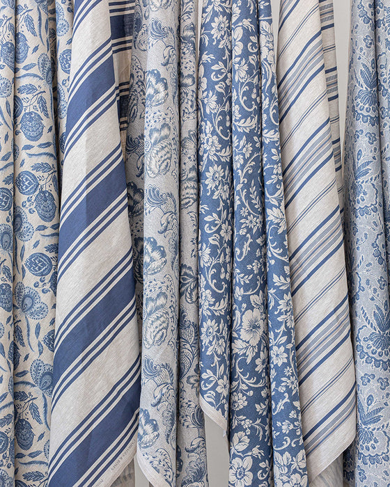 Rosemary Navy on Natural Linen