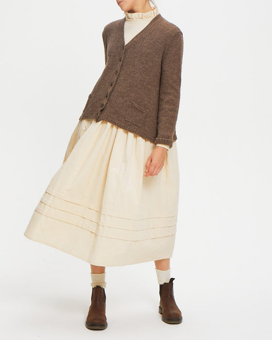 A-Line Cardigan in brown British wool