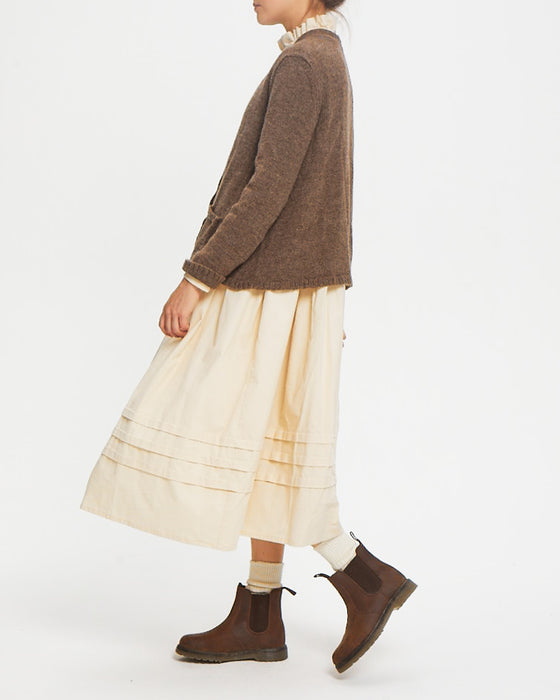 A-Line Cardigan in brown British wool