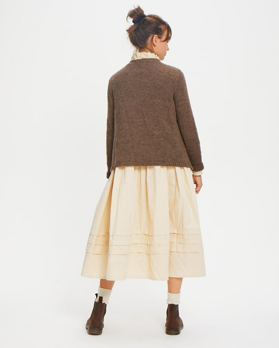 A-Line Cardigan in brown British wool